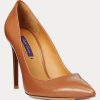 Ruskeat naisten Ralph Lauren Celia Calfskin -korkokengät Ruskeat naisten Ralph Lauren Celia Calfskin -korkokengät