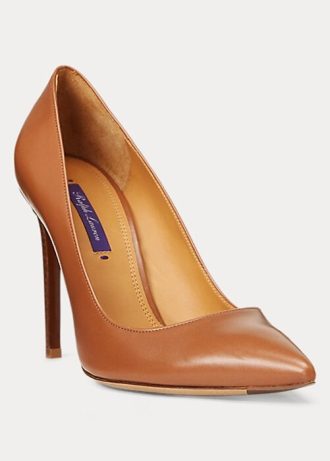Ruskeat naisten Ralph Lauren Celia Calfskin -korkokengät