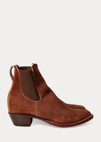 Ruskeat naisten Ralph Lauren Chelsea Plainview mokkanahkasaappaat