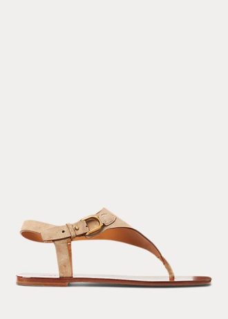 Ruskeat naisten Ralph Lauren Delancie Welington Calf-Suede sandaalit Ruskeat naisten Ralph Lauren Delancie Welington Calf-Suede sandaalit