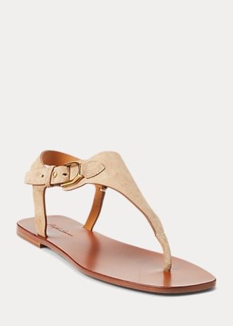 Ruskeat naisten Ralph Lauren Delancie Welington Calf-Suede sandaalit Ruskeat naisten Ralph Lauren Delancie Welington Calf-Suede sandaalit
