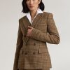 Ruskeat naisten Ralph Lauren Donaldson -ruudulliset Tweed-takit Ruskeat naisten Ralph Lauren Donaldson -ruudulliset Tweed-takit