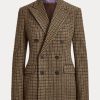Ruskeat naisten Ralph Lauren Donaldson -ruudulliset Tweed-takit Ruskeat naisten Ralph Lauren Donaldson -ruudulliset Tweed-takit