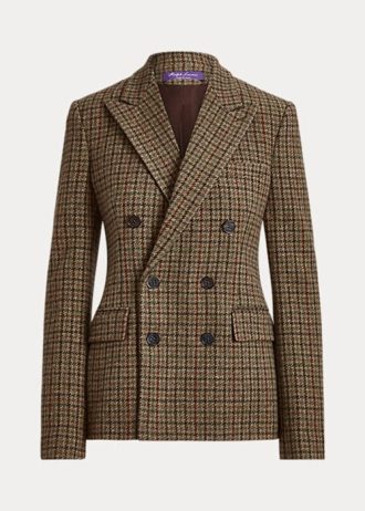 Ruskeat naisten Ralph Lauren Donaldson -ruudulliset Tweed-takit