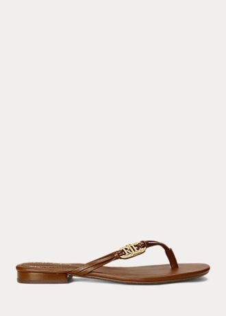 Ruskeat naisten Ralph Lauren Emalia Nappan nahkaiset varvastossut Ruskeat naisten Ralph Lauren Emalia Nappan nahkaiset varvastossut