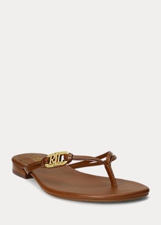 Ruskeat naisten Ralph Lauren Emalia Nappan nahkaiset varvastossut Ruskeat naisten Ralph Lauren Emalia Nappan nahkaiset varvastossut