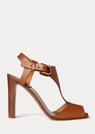 Ruskeat naisten Ralph Lauren Emilie Welington Calfskin sandaalit Ruskeat naisten Ralph Lauren Emilie Welington Calfskin sandaalit