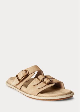 Ruskeat naisten Ralph Lauren Ezra Calfskin Suede sandaalit Ruskeat naisten Ralph Lauren Ezra Calfskin Suede sandaalit