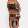 Ruskeat naisten Ralph Lauren Ezra krokotiilikuvioidut nahkasandaalit Ruskeat naisten Ralph Lauren Ezra krokotiilikuvioidut nahkasandaalit