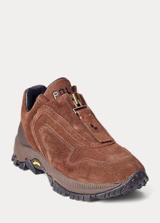 Ruskeat naisten Ralph Lauren Grayson Calf-Suede vetoketjulliset tennarit Ruskeat naisten Ralph Lauren Grayson Calf-Suede vetoketjulliset tennarit