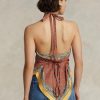 Ruskeat naisten Ralph Lauren Huivi-aiheiset Mulberry Silk Halter Topit Ruskeat naisten Ralph Lauren Huivi-aiheiset Mulberry Silk Halter Topit