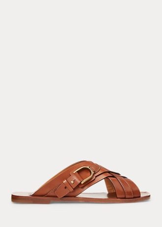 Ruskeat naisten Ralph Lauren Jacie Calfskin jalustosandaalit Ruskeat naisten Ralph Lauren Jacie Calfskin jalustosandaalit