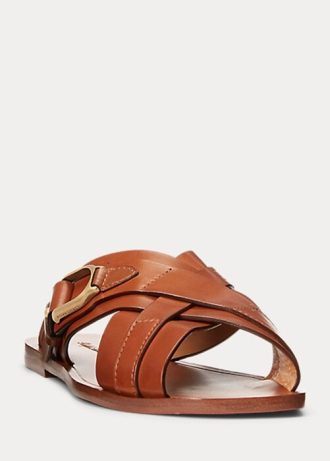 Ruskeat naisten Ralph Lauren Jacie Calfskin jalustosandaalit Ruskeat naisten Ralph Lauren Jacie Calfskin jalustosandaalit