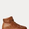 Ruskeat naisten Ralph Lauren Jaemyn Calfskin High-Top tennarit Ruskeat naisten Ralph Lauren Jaemyn Calfskin High-Top tennarit