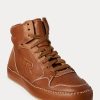 Ruskeat naisten Ralph Lauren Jaemyn Calfskin High-Top tennarit Ruskeat naisten Ralph Lauren Jaemyn Calfskin High-Top tennarit