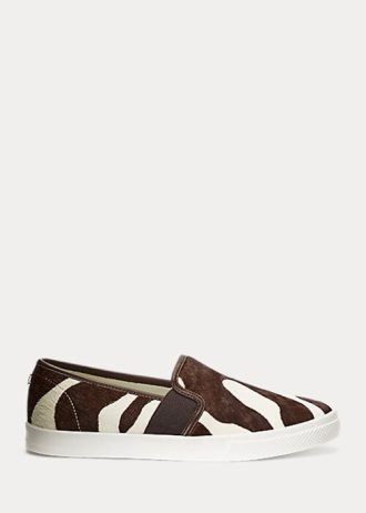 Ruskeat naisten Ralph Lauren Jinny Haircalf Slip-On tennarit Ruskeat naisten Ralph Lauren Jinny Haircalf Slip-On tennarit