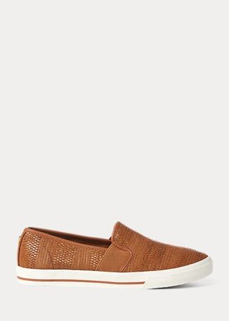 Ruskeat naisten Ralph Lauren Jinny -kudotut lenkkarit Ruskeat naisten Ralph Lauren Jinny -kudotut lenkkarit