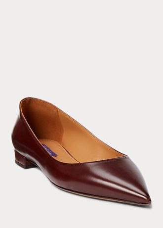 Ruskeat naisten Ralph Lauren Kendrya Calfskin -balettikengät