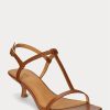 Ruskeat naisten Ralph Lauren Lambskin Kitten-Heel sandaalit