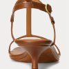 Ruskeat naisten Ralph Lauren Lambskin Kitten-Heel sandaalit