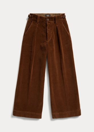 Ruskeat naisten Ralph Lauren -leveät vakosamettihousut Ruskeat naisten Ralph Lauren -leveät vakosamettihousut