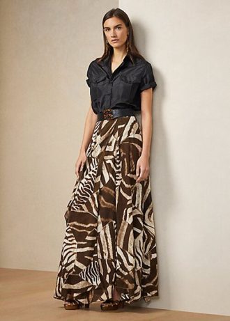 Ruskeat naisten Ralph Lauren Liliosa seepraprintit pellava Voile-hameet