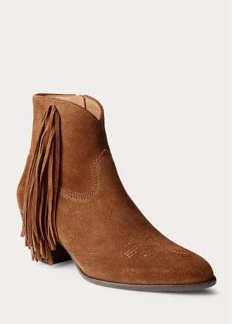 Ruskeat naisten Ralph Lauren Lucille -hapsuiset mokkanahkaiset saappaat