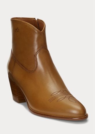 Ruskeat naisten Ralph Lauren Lucille -nahkasaappaat