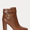 Ruskeat naisten Ralph Lauren Madelyn kiillotetut nahkasaappaat Ruskeat naisten Ralph Lauren Madelyn kiillotetut nahkasaappaat