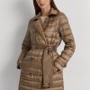 Ruskeat naisten Ralph Lauren metalliset tikatut untuvatakit Ruskeat naisten Ralph Lauren metalliset tikatut untuvatakit