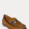 Ruskeat naisten Ralph Lauren -nahkaverhoiset Penny Loaferit