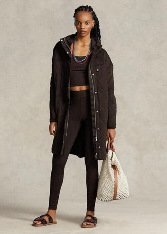 Ruskeat naisten Ralph Lauren oversize -topalliset hupulliset takit