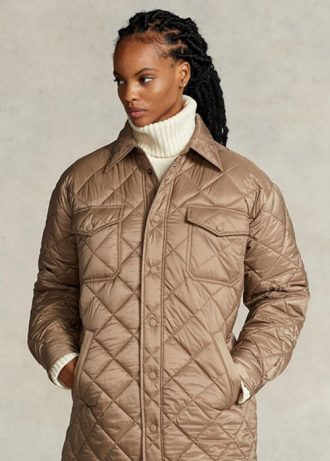Ruskeat naisten Ralph Lauren Oversize vettä hylkivät tikatut takit