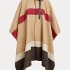 Ruskeat naisten Ralph Lauren Polo ID raidalliset kaksipuoliset ponchotakit Ruskeat naisten Ralph Lauren Polo ID raidalliset kaksipuoliset ponchotakit