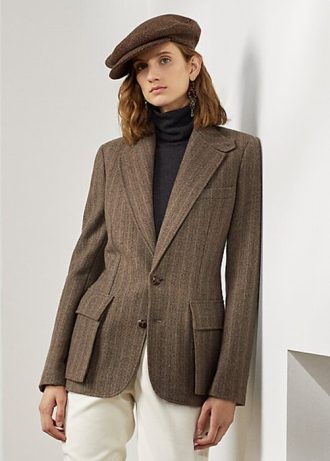 Ruskeat naisten Ralph Lauren Preston Herringbone -takit