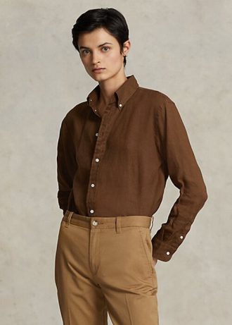 Ruskeat naisten Ralph Lauren Relaxed Fit pellavapaidat