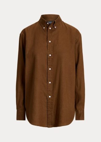 Ruskeat naisten Ralph Lauren Relaxed Fit pellavapaidat