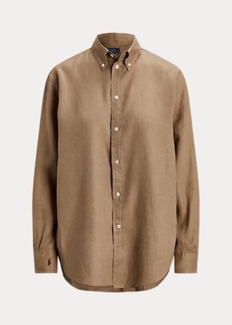 Ruskeat naisten Ralph Lauren Relaxed Fit pellavapaidat Ruskeat naisten Ralph Lauren Relaxed Fit pellavapaidat