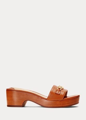 Ruskeat naisten Ralph Lauren Roxanne Nappa -nahkasandaalit Ruskeat naisten Ralph Lauren Roxanne Nappa -nahkasandaalit