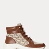 Ruskeat naisten Ralph Lauren Rylee Monogrammi jacquard-korkeat lenkkarit Ruskeat naisten Ralph Lauren Rylee Monogrammi jacquard-korkeat lenkkarit