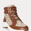 Ruskeat naisten Ralph Lauren Rylee Monogrammi jacquard-korkeat lenkkarit Ruskeat naisten Ralph Lauren Rylee Monogrammi jacquard-korkeat lenkkarit