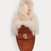 Ruskeat naisten Ralph Lauren Savanah tekoturkiksella koristeltut mokkanahkaiset tasaiset kengät Ruskeat naisten Ralph Lauren Savanah tekoturkiksella koristeltut mokkanahkaiset tasaiset kengät