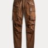 Ruskeat naisten Ralph Lauren Skinny nahkaiset Cargo-housut Ruskeat naisten Ralph Lauren Skinny nahkaiset Cargo-housut