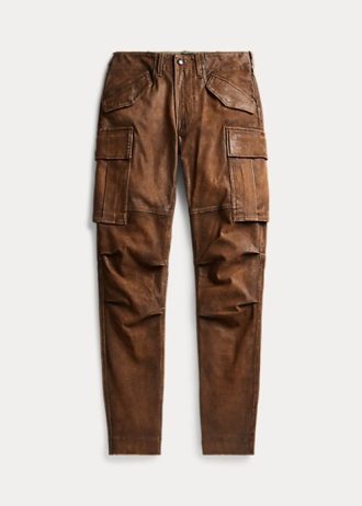 Ruskeat naisten Ralph Lauren Skinny nahkaiset Cargo-housut Ruskeat naisten Ralph Lauren Skinny nahkaiset Cargo-housut