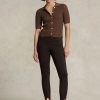 Ruskeat naisten Ralph Lauren Stirrup Stretch -vetoketjulliset leggingsit