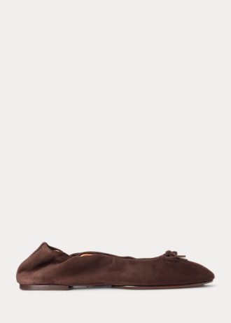 Ruskeat naisten Ralph Lauren Suede Pony -balettikengät