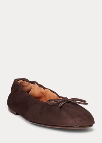 Ruskeat naisten Ralph Lauren Suede Pony -balettikengät