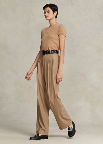 Ruskeat naisten Ralph Lauren suoralahkeiset villasekoitehousut Ruskeat naisten Ralph Lauren suoralahkeiset villasekoitehousut