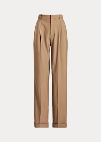 Ruskeat naisten Ralph Lauren suoralahkeiset villasekoitehousut Ruskeat naisten Ralph Lauren suoralahkeiset villasekoitehousut