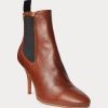 Ruskeat naisten Ralph Lauren Vachetta Calfskin Kitten-Heel saappaat Ruskeat naisten Ralph Lauren Vachetta Calfskin Kitten-Heel saappaat